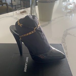 YSL Saint Laurent Chain strap Stiletto Heels Patent
